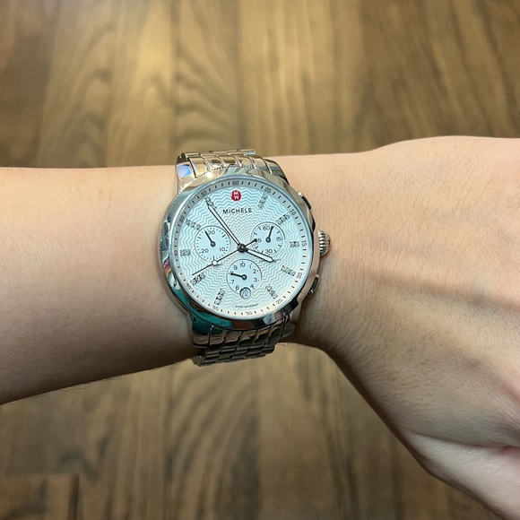 Michele Silver Uptown Diamond Dial Watch - Picture 13 of 16